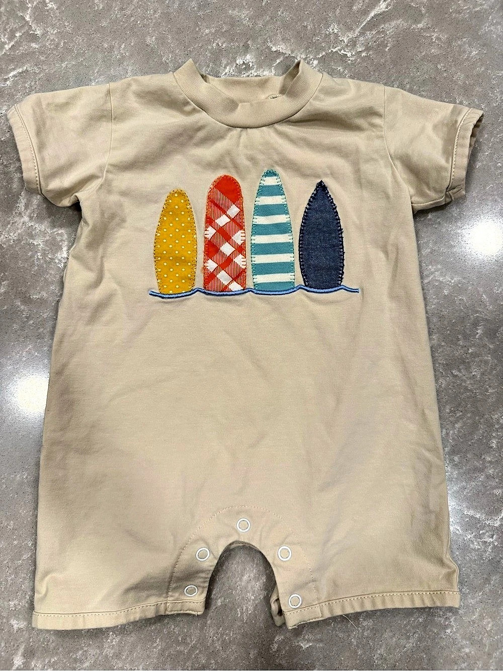 Natalie Grant Baby Boy 3M Surfboard Applique Romper 100% Cotton